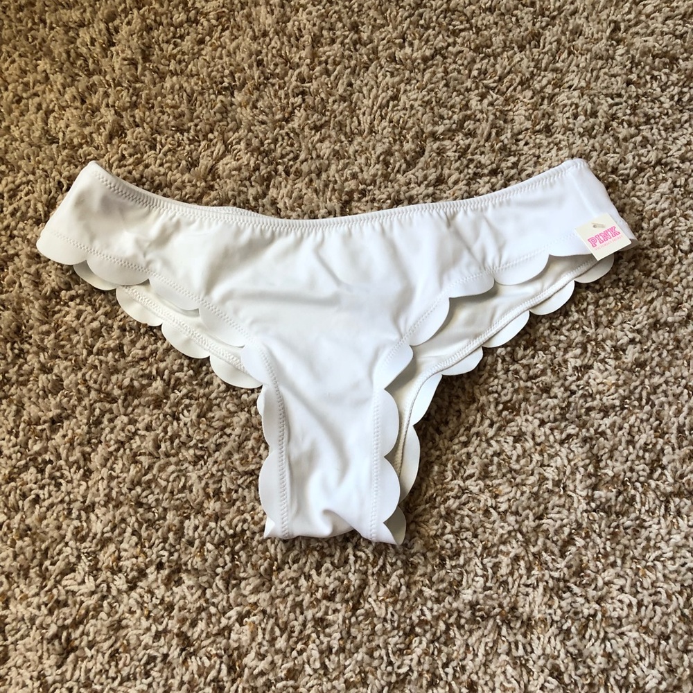 PINK white scalloped bikini bottoms